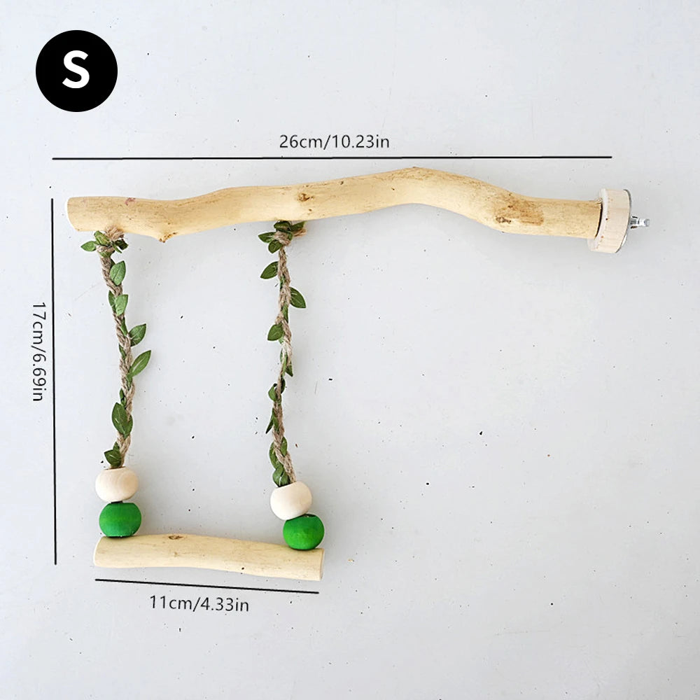 Wooden Parrot Stand & Swing Toy